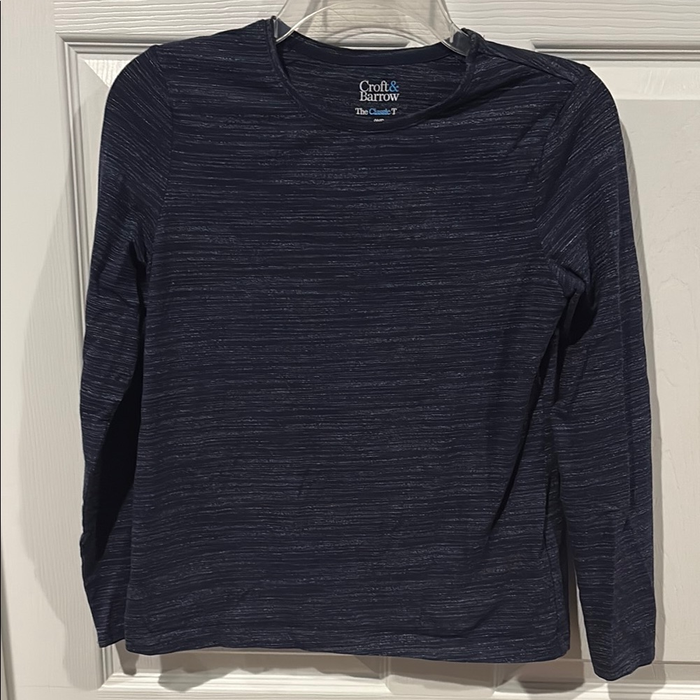 Croft & Barrow Navy Heathered Long Sleeve Tee